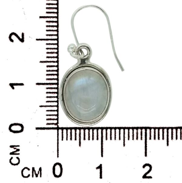 oval rainbow moonstone earring with ruler