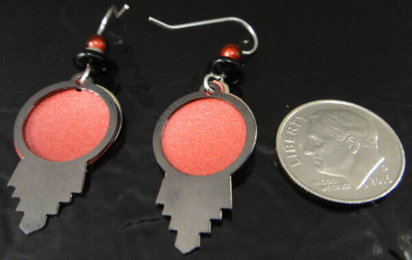 Red and silvertone dream catcher earrings