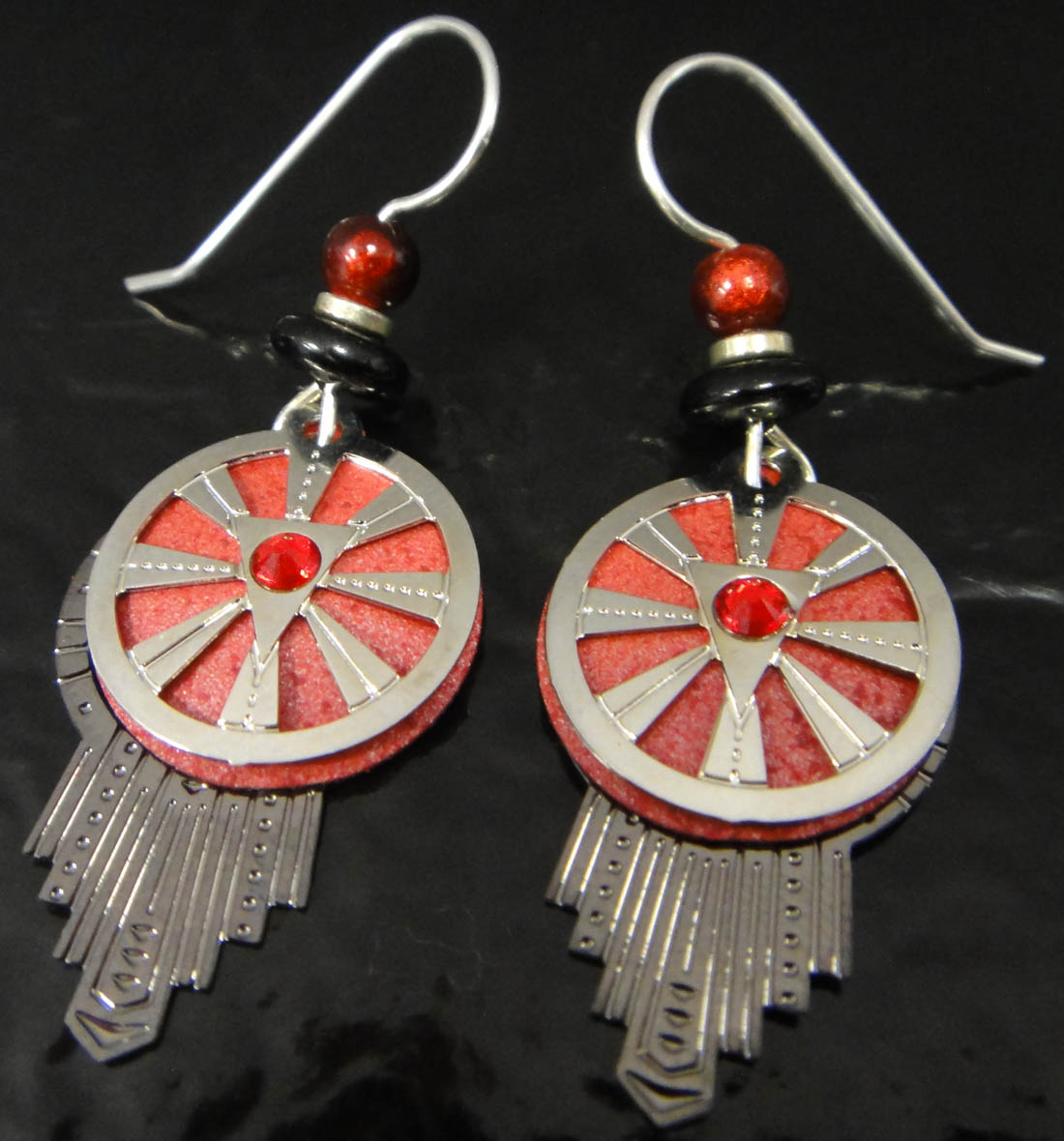 Red and silver dream catcher adajio earrings