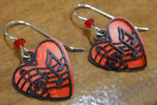 music notes and red heart Sienna Sky earrings