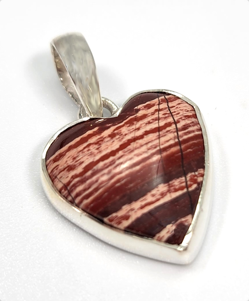 red jasper and sterling silver heart pendant