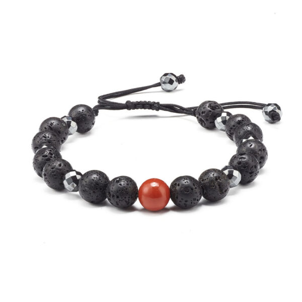 red jasper and lava rock adjustable bracelet