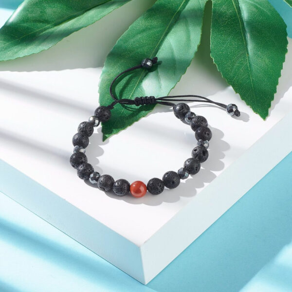 red jasper and lava rock adjustable bracelet