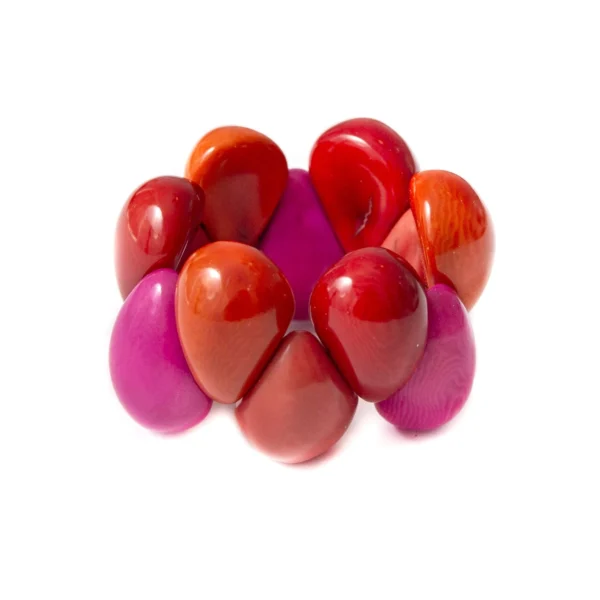 red multicolor tagua nut statement bracelet