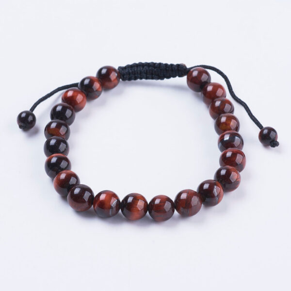 red cherry tiger's eye gemstone bracelet with adjustable knot closure, fits both men and women
