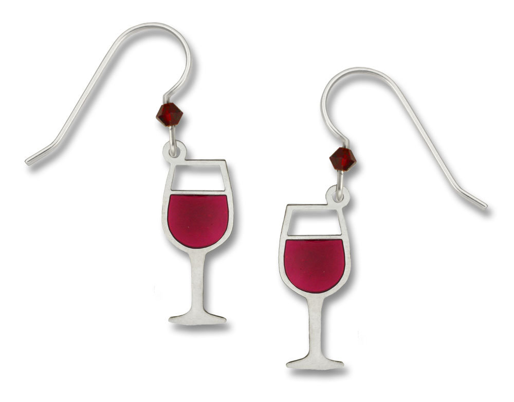 red wine glass earrings