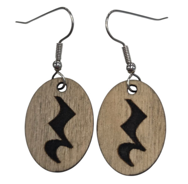 wooden quarter rest earrings