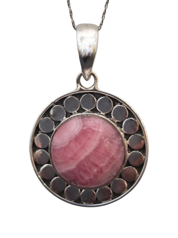 sterling silver and rhodochrosite necklace