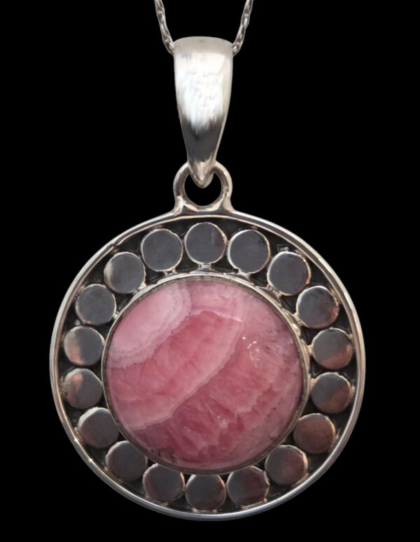 sterling silver and rhodochrosite necklace