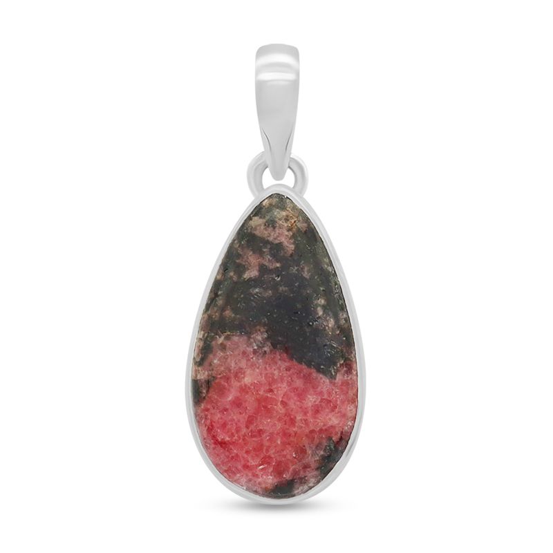 rhodonite and sterling silver drop pendant