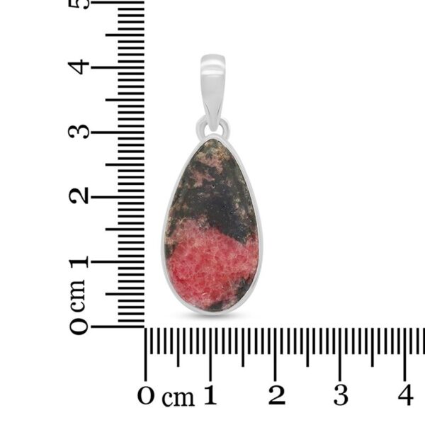 black and pink rhodonite stone pendant with ruler