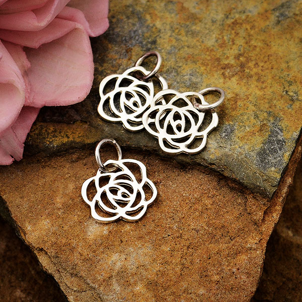 sterling silver rose charm