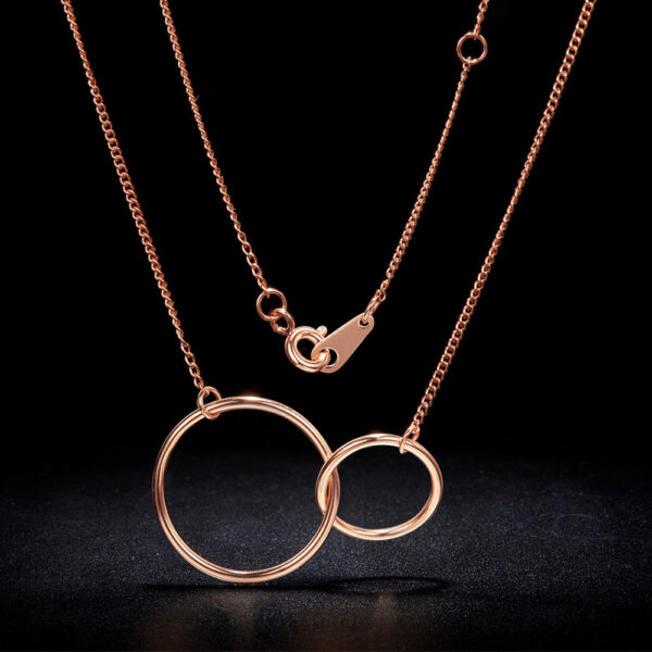interlocking circles rose gold plated sterling silver necklace