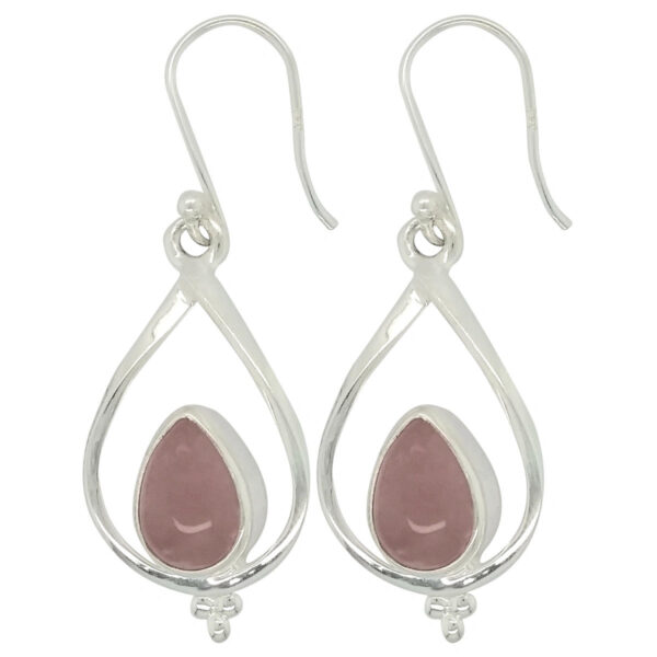 rose quartz and sterling silver drop earrings