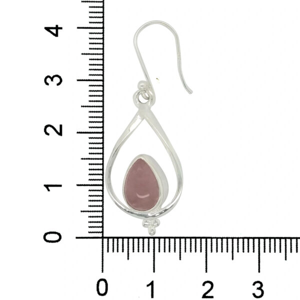 rose quartz drop earrings with ruler