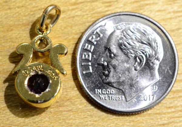Amethyst, pearl, 14k gold vermeil pendant back view