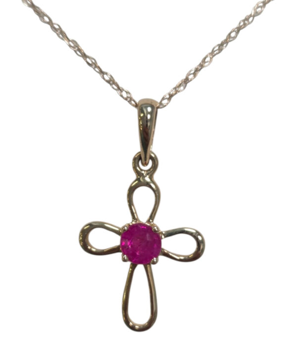 ruby and gold cross necklace