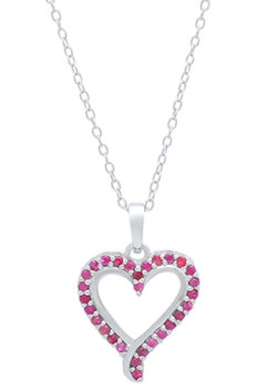 ruby and sterling silver heart necklace