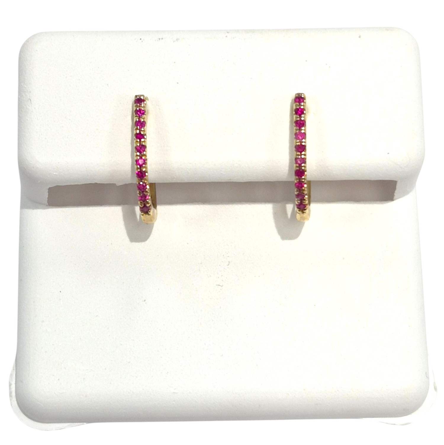 gold and ruby hoop earrings