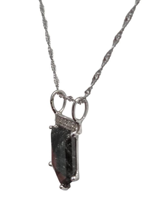 side view of salt and pepper diamond necklace