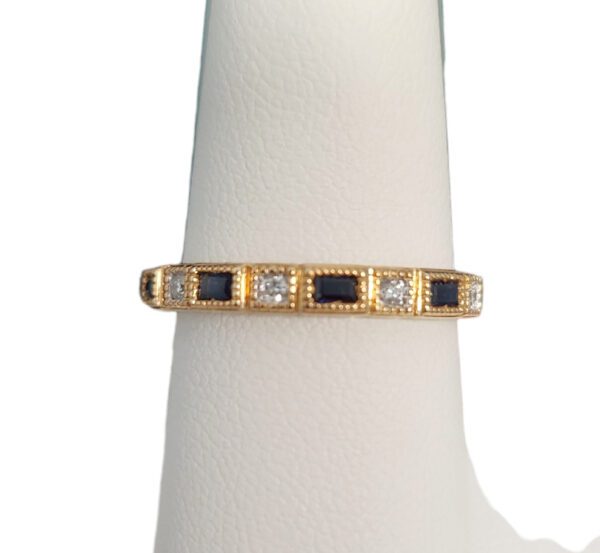 sapphire, diamond, and 10k yellow gold ring
