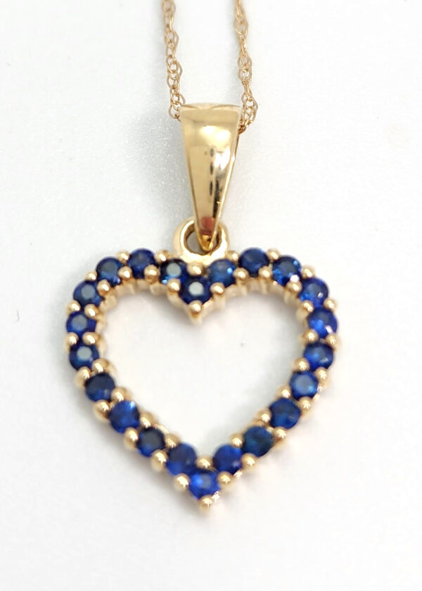 sapphire and gold heart necklace