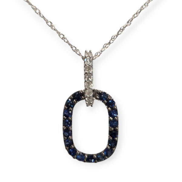 dainty dark blue sapphire and diamond link necklace
