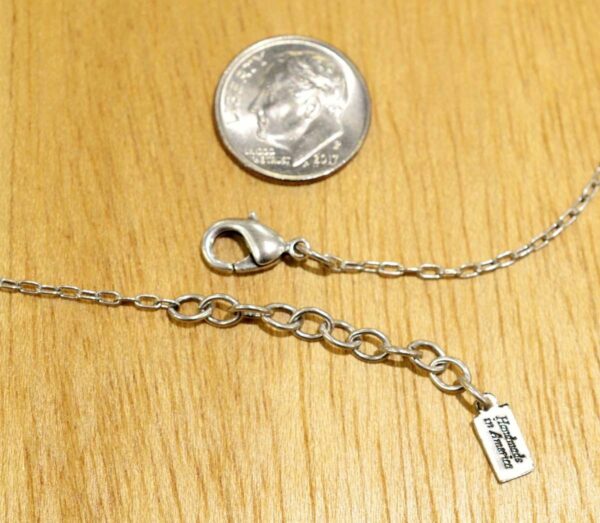 Patricia Locke Scatterplot silvertone necklace style in All Crystal, clasp, shown with dime (not included) for scale