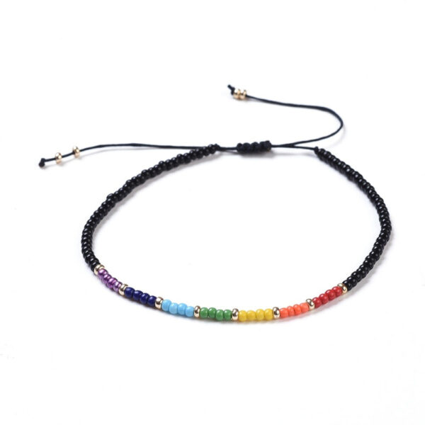 rainbow chakra dainty seed bead adjustable bracelet