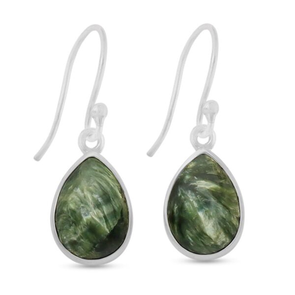 seraphinite gemstone and sterling silver drop earrings