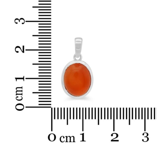 Orange carnelian agate and sterling silver pendant with ruler