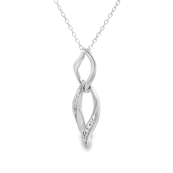 sterling silver double link necklace with diamond accents