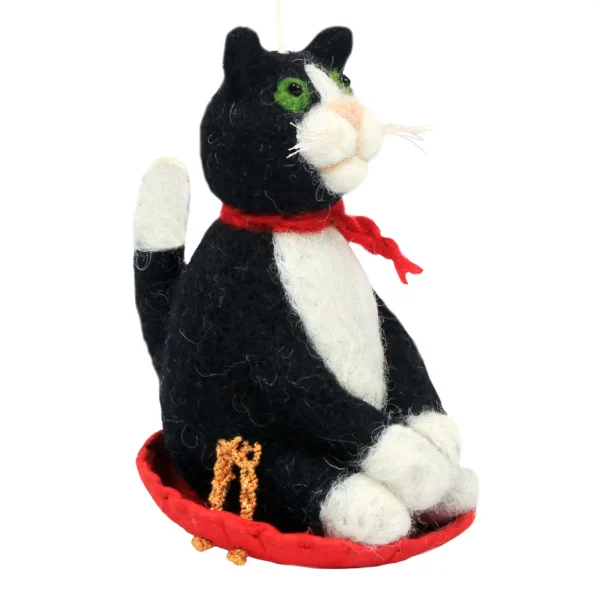 Sledding Cat Holiday Ornament