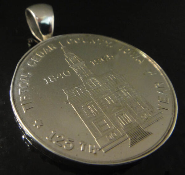 handmade 1965 Tipton, Iowa souvenir coin and sterling silver pendant