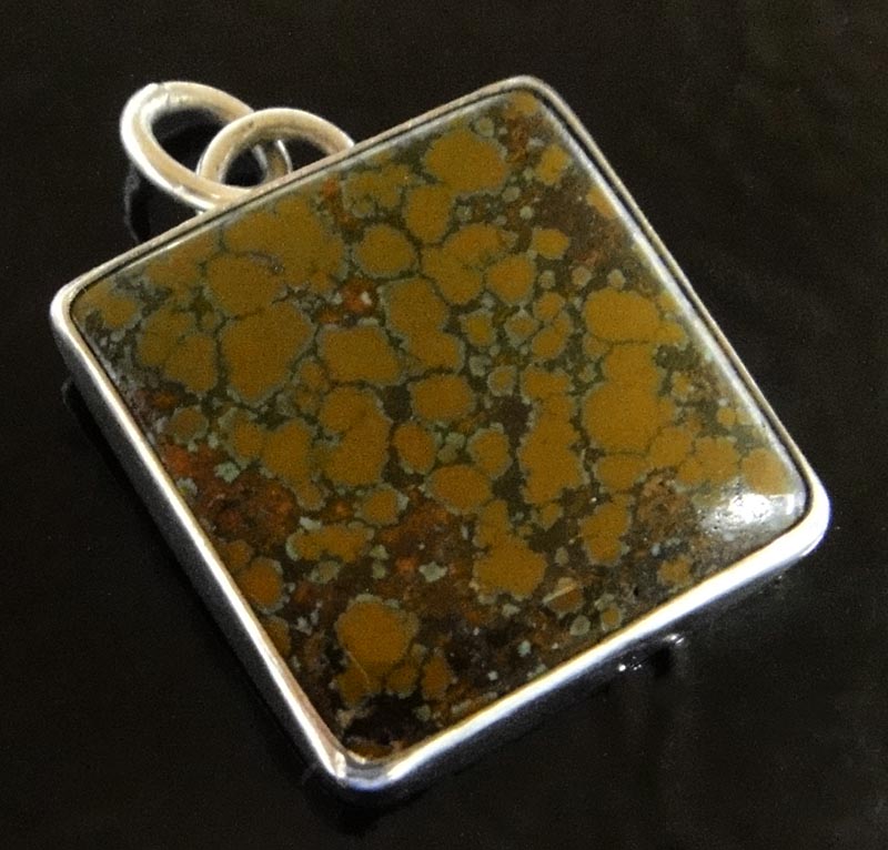 brown turquoise and sterling silver square pendant by Dale Repp