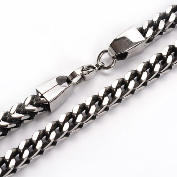 stainless steel chain with close up of clasp