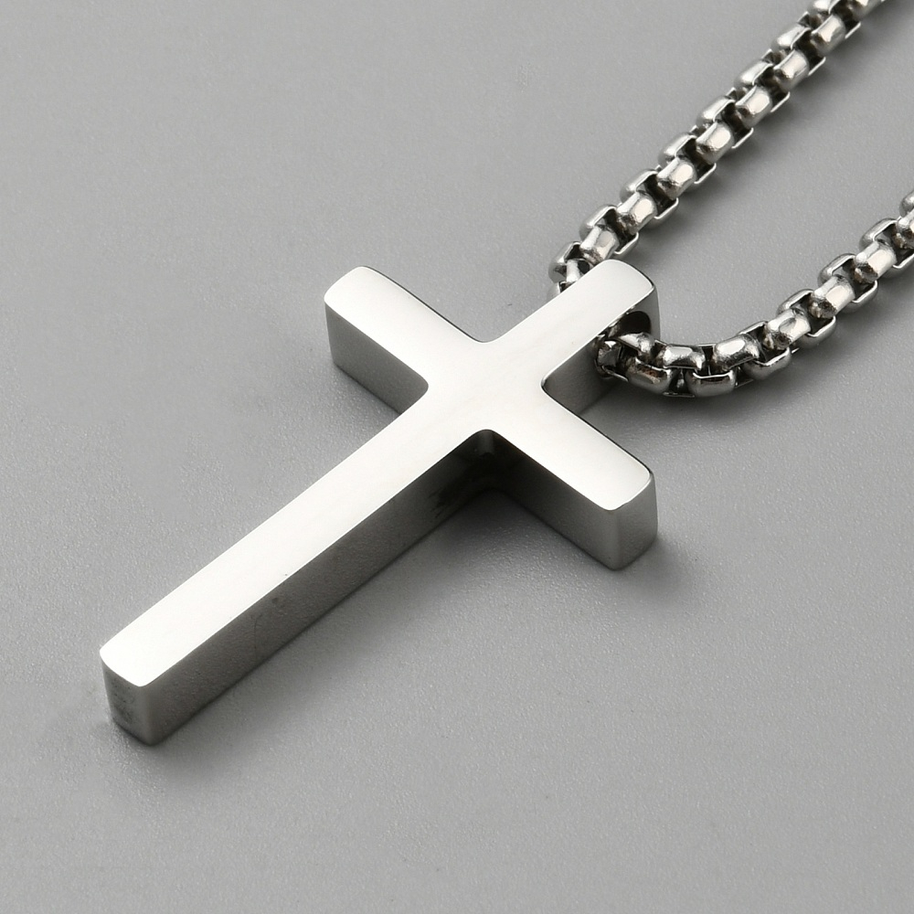 stainless steel cross necklace with 24 inch chain