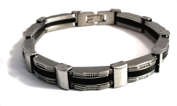 stainless steel bracelet with black center