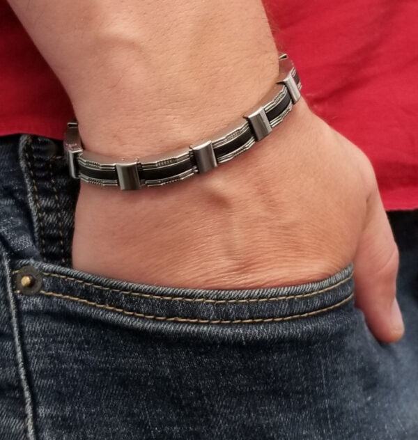 Stainless Steel bracelet with black center