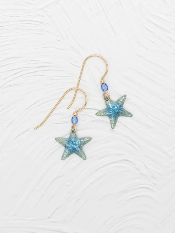 blue starfish earrings by Holly Yashi