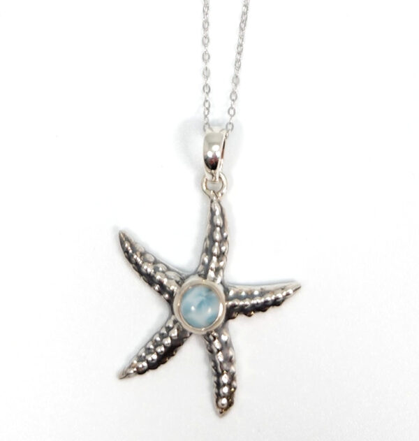 larimar and sterling silver starfish necklace