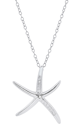 diamond accented sterling silver starfish necklace