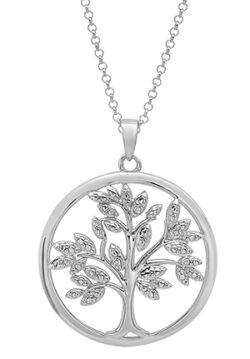 diamond accented tree of life sterling silver necklace
