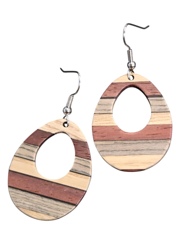 wooden striped earrings