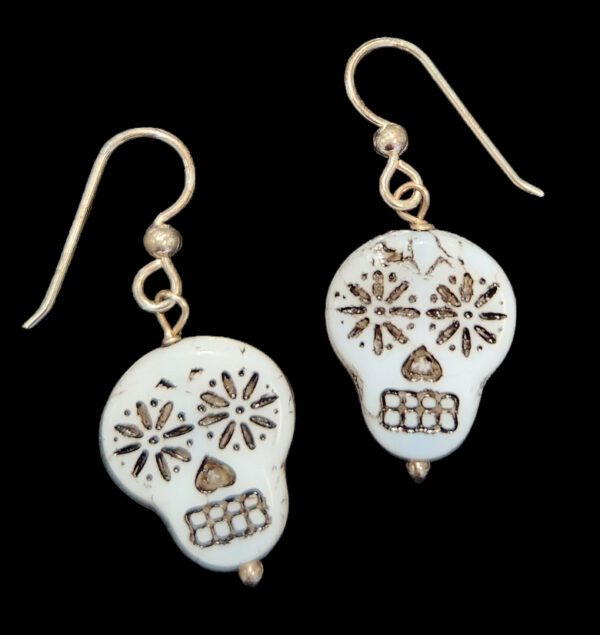 sugar skull and sterling silver earrings