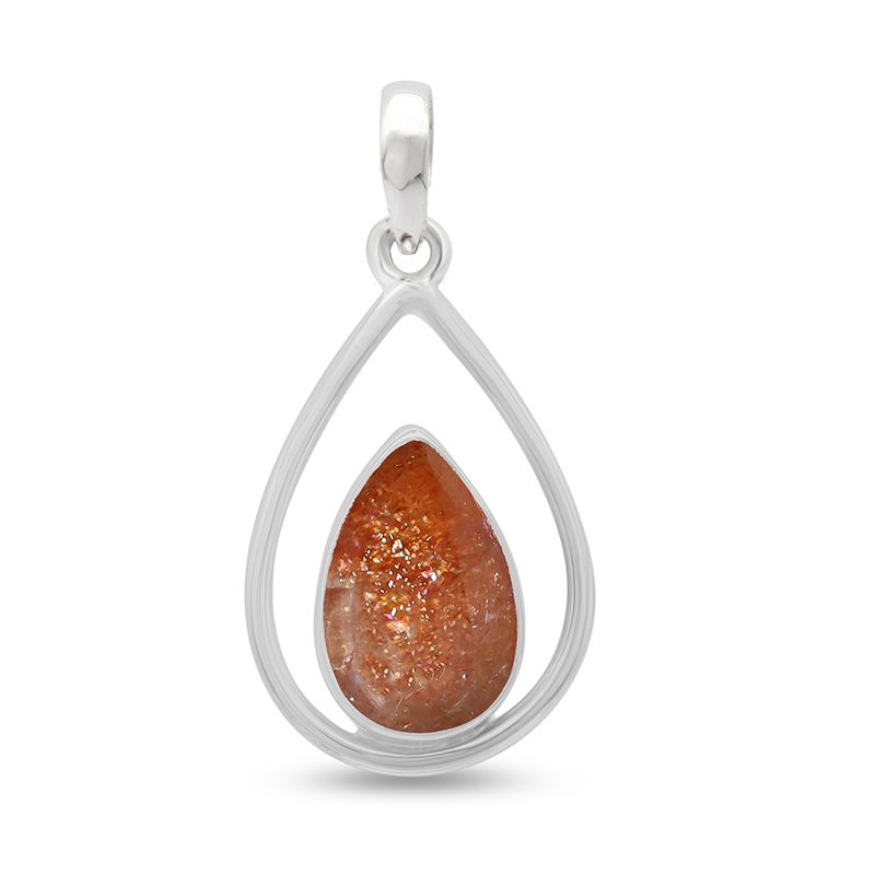 sunstone and sterling silver drop pendant