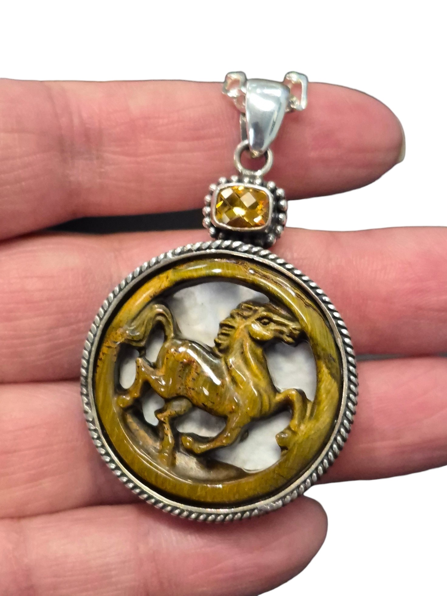 Tiger's Eye horse necklace