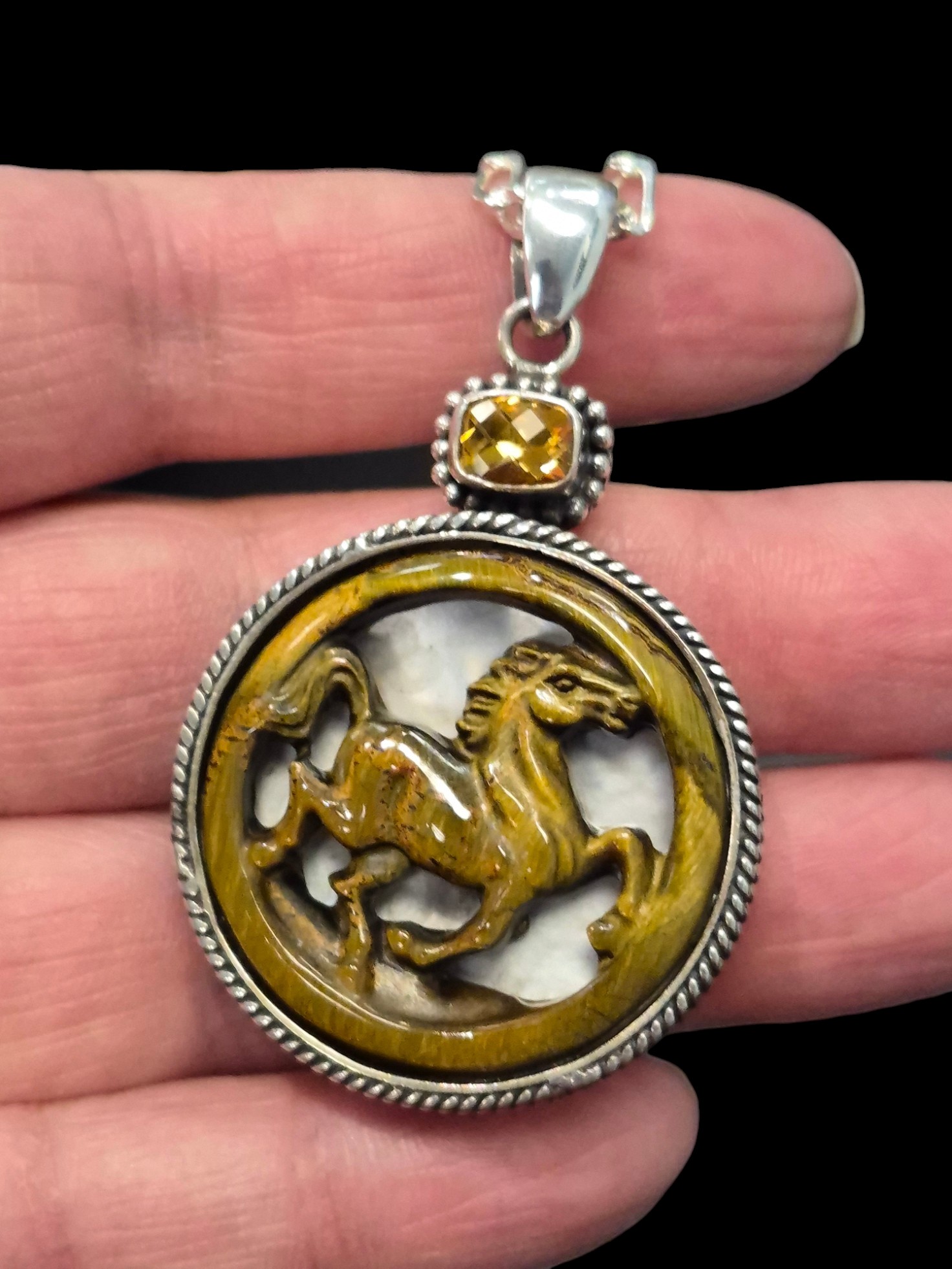 Tiger's Eye horse necklace