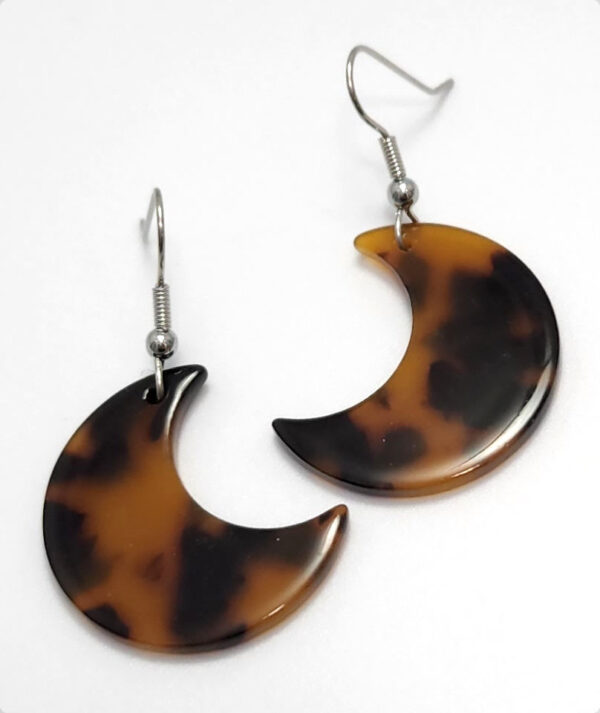 Tortoise shell colored Crescent Moon earrings
