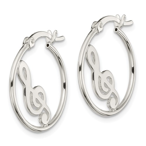 treble clef sterling silver hoop earrings